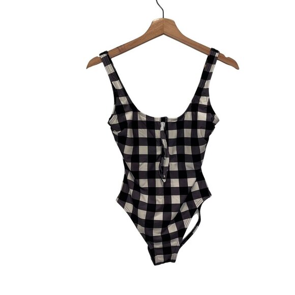 Kate Spade Black & White Bunny Gingham  One-Piece Women's Swimsuit Size S - Picture 2 of 5